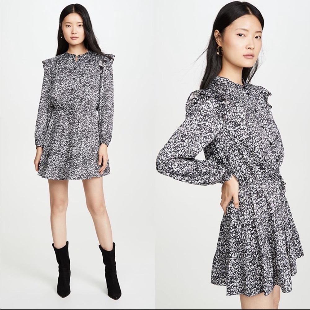 REBECCA MINKOFF Hannah Floral Balloon Sleeve Dress size L